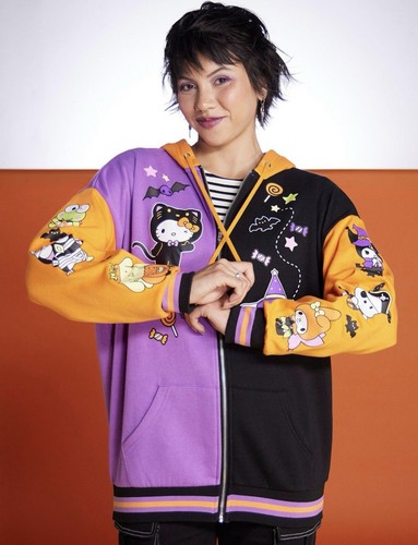 Sanrio Hello Kitty & Friends Halloween Varsity Hoodie Hooded Jacket LARGE New