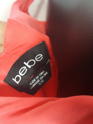 NUOVO Bebe Chiffon Abito Donna Spalla Intrecciato Fluido Vita Impero Tg L - Foto 8 di 10