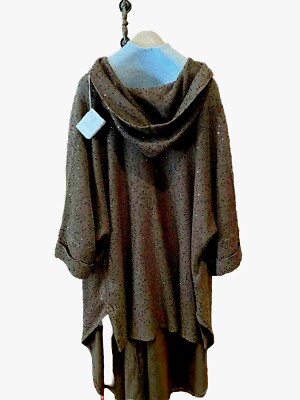 ポンチョ・ケープ Brunello Cucinelli Linen And Silk Blend Poncho With Sequins New $4900 Brunello Cucinelli Women Sequin Trim Linen & Silk