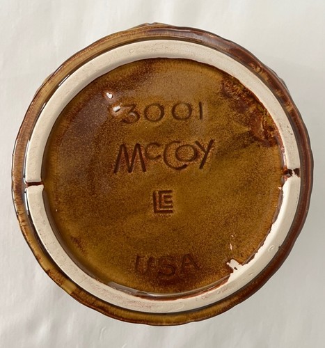 McCoy USA Ceramic Pottery Brown Planter Bamboo Pattern Barrel #3001 - Picture 6 of 13