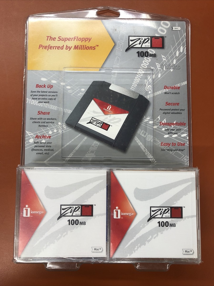 OMame★  Iomega 100MB Zip Disk SuperFloppy 3 Pack MAC Format Factory