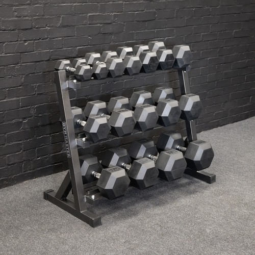 GYM MASTER Hex Dumbbell Set with 3 Tier Hex Dumbbell Rack - 257 KG Hex Weights - Picture 16 of 33