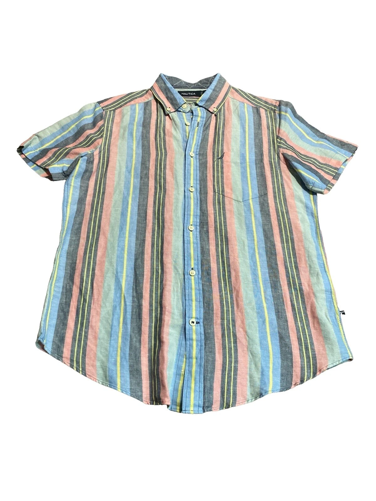 Nautica 100% Cotton Short Sleeve Classic Fit Dress Shirts for Men