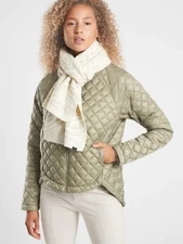 NEW Athleta Womens Rich Zebra Metallic Scarf Black Silver Chantilly Cream NWT