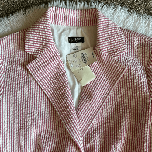 J. Crew Blazer Jacket New Pink White Striped Womens Size 6 - Picture 4 of 9