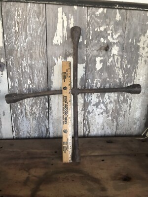 Distressed Used 4 Way Tire Iron  Lug Wrench 4 Size Bent Shabby