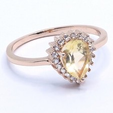 Echter Citrin Ring 925 Sterling silber in Rose Gold Damen Edelsteine Fingerring