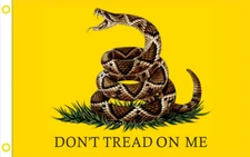 Gadsden Don't Tread on Me Realistic Rattlesnake Flag 3x5 Ft Banner Grommets 100D