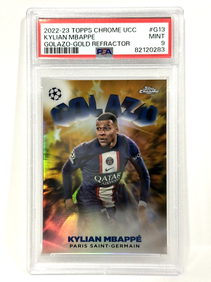 2022-23 Topps Chrome UCC PSG Golazo Kylian Mbappe Gold Refractor