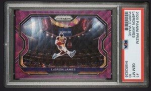 2020-21 Panini Prizm Lebron James Purple Wave Kobe Tribute Dunk PSA 10 Gem Mint