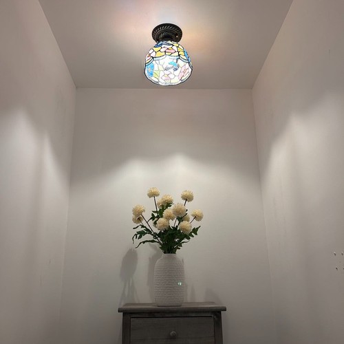 Tiffany Style Ceiling Lights Stained Glass Hummingbird LED Bulb 8"H*8"W*8"D - Picture 3 of 5