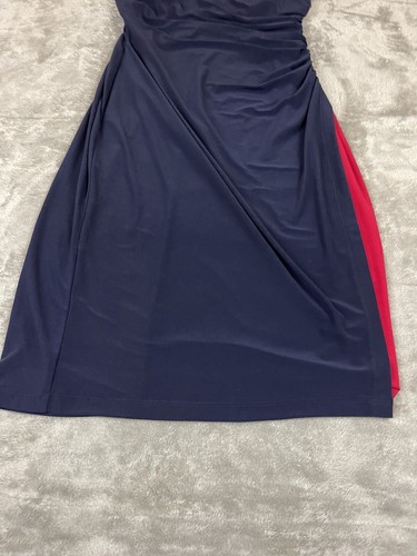 Chaps Women’s Dress Size Small Sleeveless Lined with Slit up leg Red Navy - Picture 9 of 18