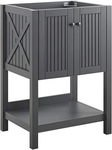 Bathroom Vanity Farmhouse Style Charcoal Grey Modern Wash Room Cabinet Storage - Picture 2 of 3