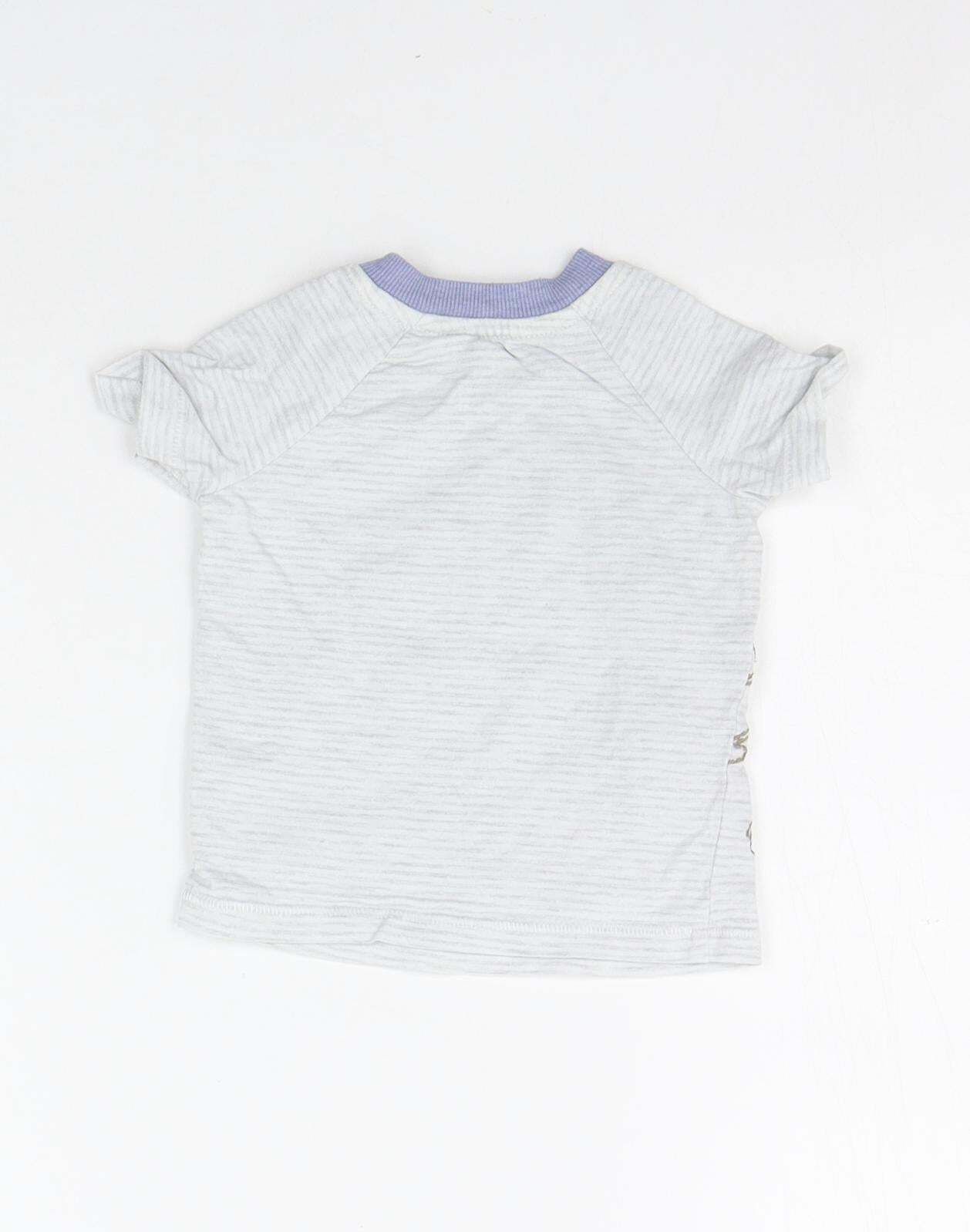 George Boys Grey Striped Cotton Blend T-Shirt Size 6-9 Months image 2