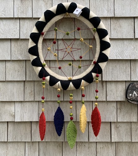 WOOL DREAM CATCHER Wall Hanging by FIONA WALKER England RARE 34x20 Large FELTED - Picture 2 of 18