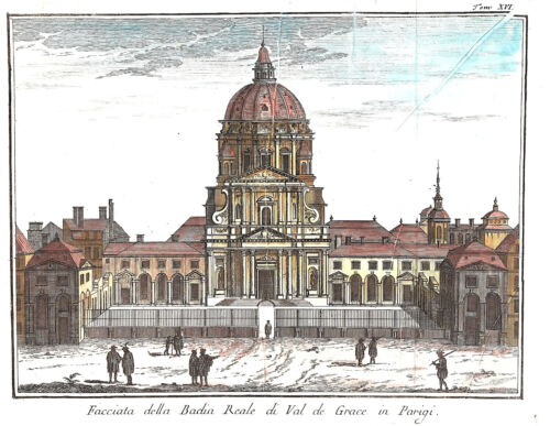 FRANCE PARIS "Facciata della Badia Reale di Val de Grace in Parigi" Salmon 1750