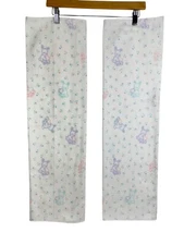 Vtg Beacon Baby Receiving Blankets (2) Pastel Purple Pink Green Rabbits Hearts