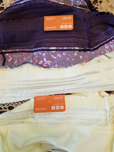 5 /S WARNERS Microfiber With Lace ~No Pinching No Problems 3 HIPSTERS - NWT - Picture 6 of 9