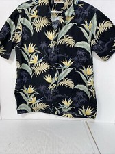 Winnie Fashion: Mens Hawaiian Shirt L Made in Hawaii Short Sleeve Black