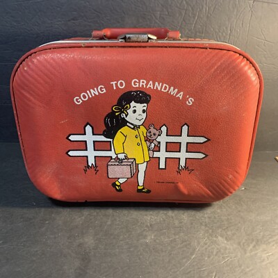 Vintage 50s 60s Suitcase Trojan Luggage Company Retro Kids Going