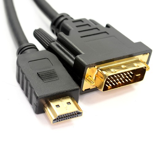 2m DVI to HDMI Digital Cable/Lead PC LCD HD TV 6ft GOLD - Afbeelding 1 van 3