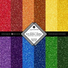 Glitter-like scrapbook paper pack, 12 DS papers - Scrapbook Customs #10124