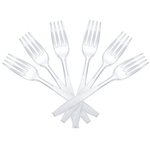 forks plastic heavyweight duty heavy clear cutlery netko disposable pack