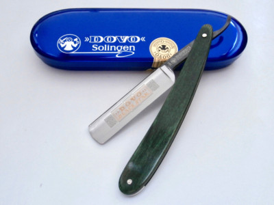 DOVO Straight Razor Black Star GREEN WOOD Pakka Made in SOLINGEN 5/8'' LOOK!