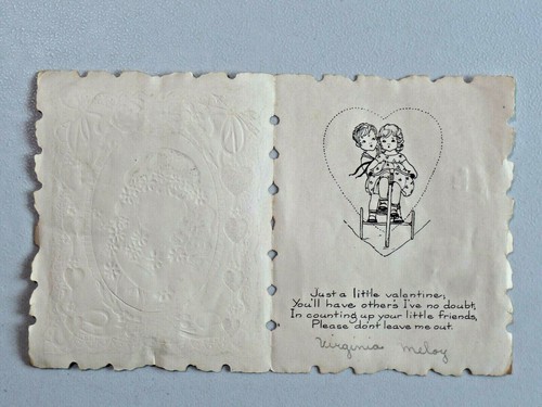 Antique Whitney Made Paper Lace Embellished Valentine Girl Flowers in Hair 9953 - Picture 2 of 5
