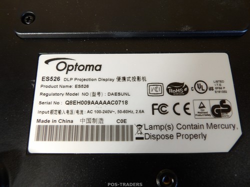 Optoma ES526 Projector Beamer SVGA DLP 2800 Lumens VGA - 86 HOURS - EXCL REMOTE - Afbeelding 9 van 9