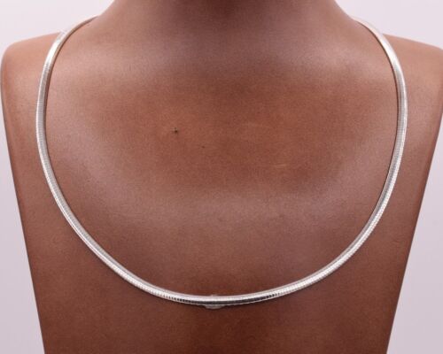 3mm Italian Reversible Omega Chain Necklace 14K Yellow Gold-Plated Silver 925 - Picture 2 of 7