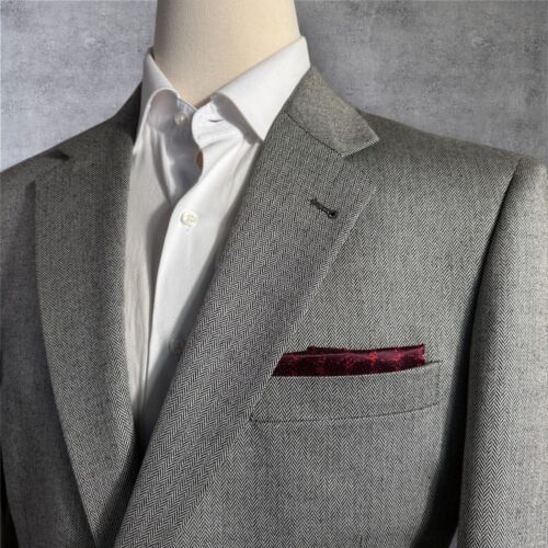 JOS A BANK Mens Blazer Sport Coat Two Button Jacket 44R Gray SILK/CAMEL Suits - Picture 4 of 16