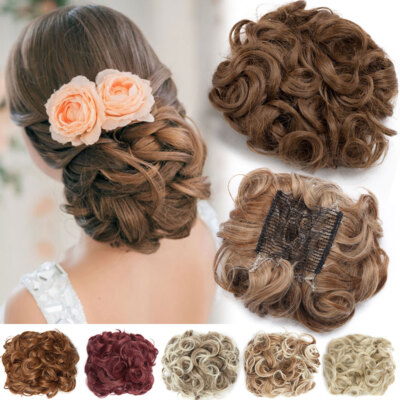 LARGE Thick Natural Chignon Messy Bun Hair Extensions as Human Lady Hair Piece H