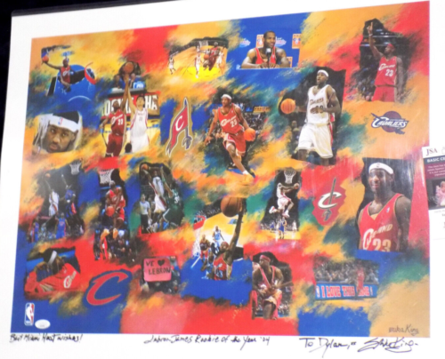 Lebron James ROY Artist ERIKA KING Signed Inscribed 22x28 Photo Collage JSA π - Picture 8 of 8