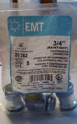 Halex Menge: 5 Stück 3/4" D Stahl regendichter Druckverbinder EMT Leitung 26252 - Bild 12 von 24