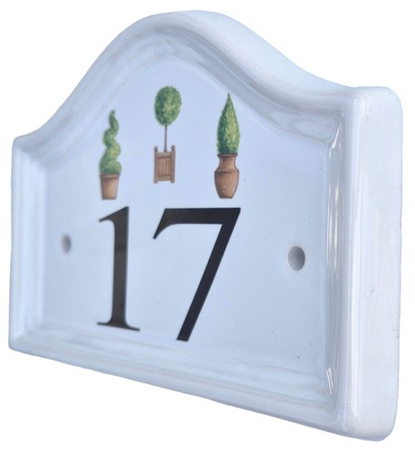 Ceramic HOUSE NUMBER Door Wall TOPIARY Glazed White | 17 19 - Picture 12 of 26