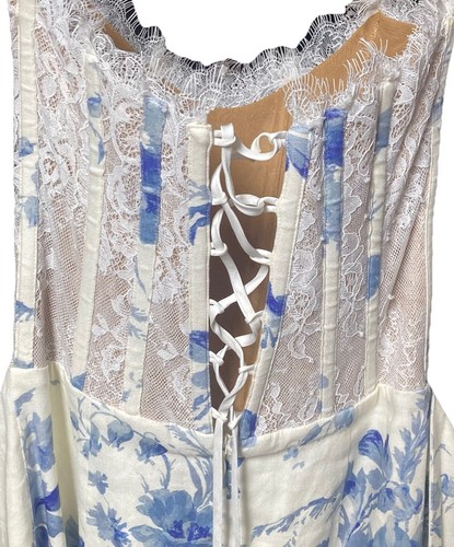 Vestido Midi Corsé Nicola Azul Provenzal Floral Sin Tirantes V. Chapman Nuevo con Etiquetas Talla 2 - Imagen 6 de 11