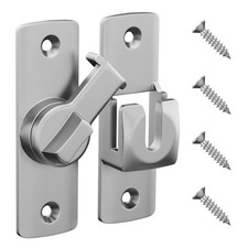 Flip Door Latch, 90/180 Degree Barn Door Latch, Silver Right Angle Door Lock Lat