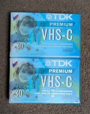Lot of 2 TDK Premium VHS-C TC-30HG 30 Min Sealed Camcorder Video Tapes