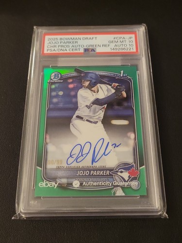 2025 Bowman Chrome JoJo Parker Auto Green Refractor 1st /99 PSA 10 Auto 10