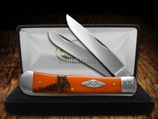 Case xx Knife Trapper Tiger Stripe Persimmon Orange Bone 1/500 Pocket Knives