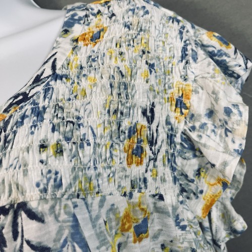 Philosophy Top Womens Size 3X Blue Yelllow Floral Ruffle Cap Sleeve - Picture 4 of 14