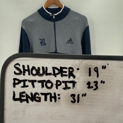 Adidas Sport 1/4 Zip Pullover Sweater Mens Large L Blue Geometric Logo - Picture 11 of 11