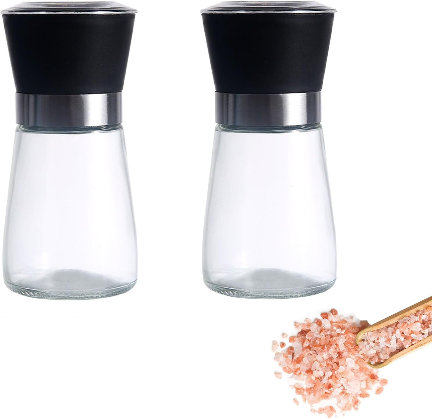 2er Set Gewürzmühle, Salz und Pfeffermühle, Verstellbarem Keramikmahlwerk, für V