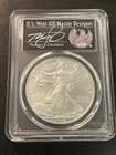 2018 W BURNISHED SILVER EAGLE PCGS SP-70 - FDOI SILVER ASE - CERTIFIED SLAB - $1