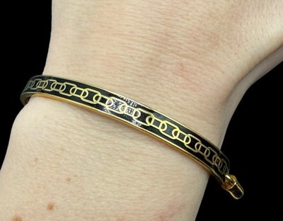 Halcyon Days Bangle Adjusting Cord Chain Design Gold Tone J151