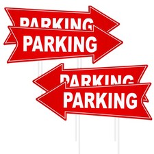 4 Pcs Parking Sign with Stake Directional Arrow Signs with Stakes 17 x 6 Inch...