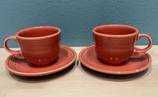 Retired Fiestaware Homer Laughlin Coffee Tea Cup & Saucer Persimmon 2 Sets 1996