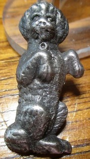 Vintage Antique French White "POODLE DOG DOING TRICKS" Realistic Metal Button