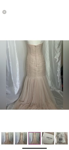 NWT David's Bridal Galina Pleated TulleMermaid Champagne Wedding Dress Size 8 - Picture 5 of 8